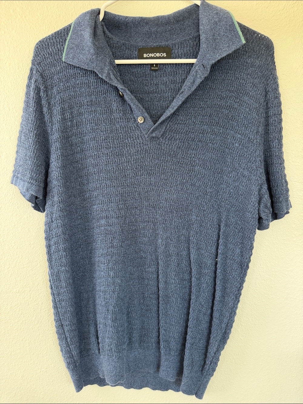 Bonobos Men's Heathered Blue V-Neck Polo Sweater